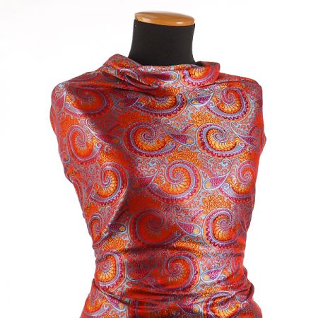 Brokát paisley motiv modrý