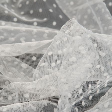 Tyl šatový sametový flock drobný smetanový