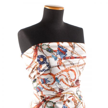 Mikado tkanina tisk řetízky střapce