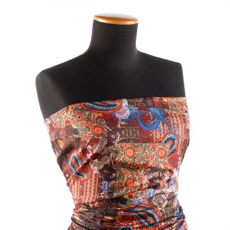 Mikado tkanina tisk patchworkový vzor v hnědé