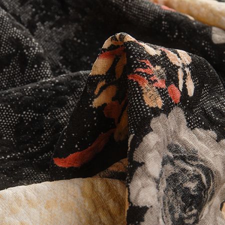 Pletenina plastický vzor tisk krajka květy kupón