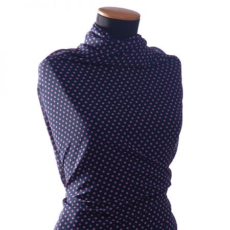 Šifon vzor puntík starorůžová/tm.modrý