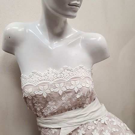 Krajka madeira bordura plastické květy/krajka starorůžová