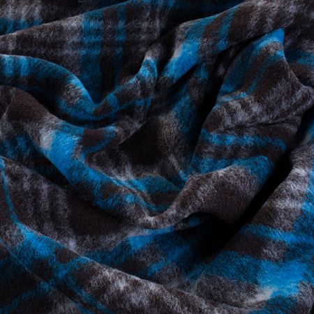 Efektní vlněná látka geometrický motiv modrá