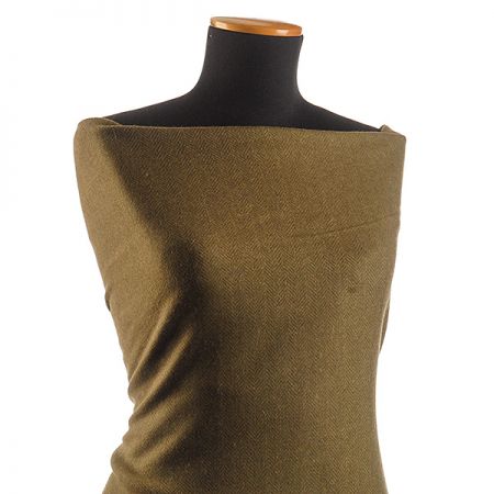 Vlněná látka vzor rybí kost myslivecká zelená