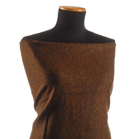 Vlněná látka tweed rezavohnědá