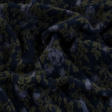 Efektní vlněný úplet květy zelenomodrý