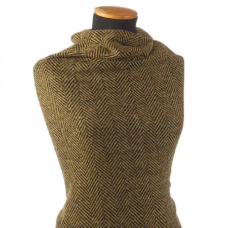 Tvídová látka vlna směs vzor rybí kost zelená/černá