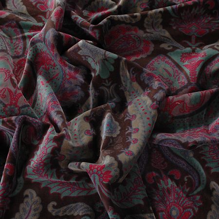 Pružný samet kašmírový motiv