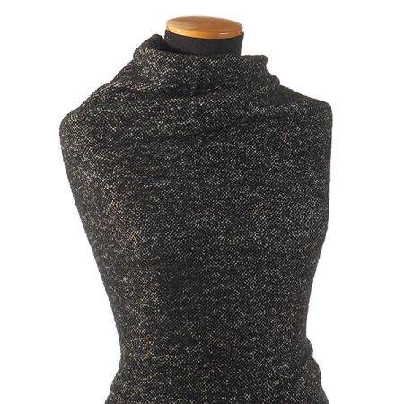 Vlněná tweedová látka černošedá