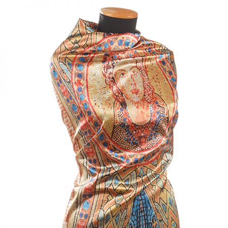 Satén pružný mozaika vzor madony