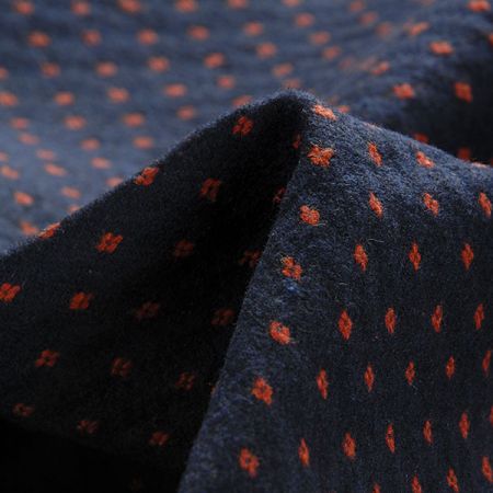 Vlna směs žakár drobný vzor tm.modrá