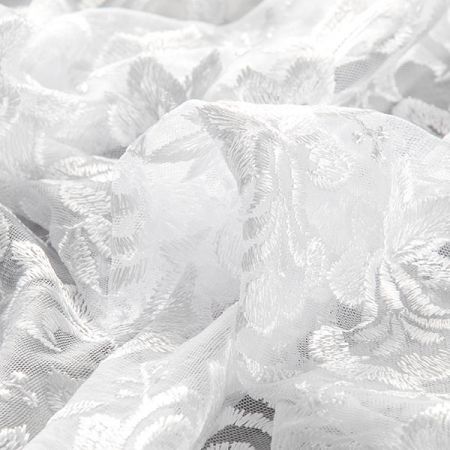 Krajka výsivka na tylu květ zvoneku bílá 