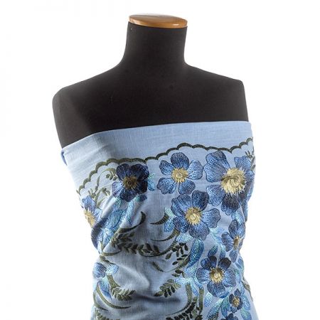 Ramie výšivka modrá