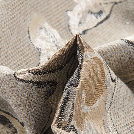 Brokát lamé květinový vzor béžovéhnědý