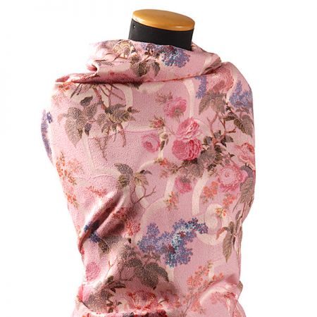 Žakárová látka digitální tisk květy