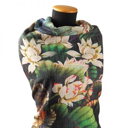 Imitace buretu digitální tisk motiv leknínu a vážky