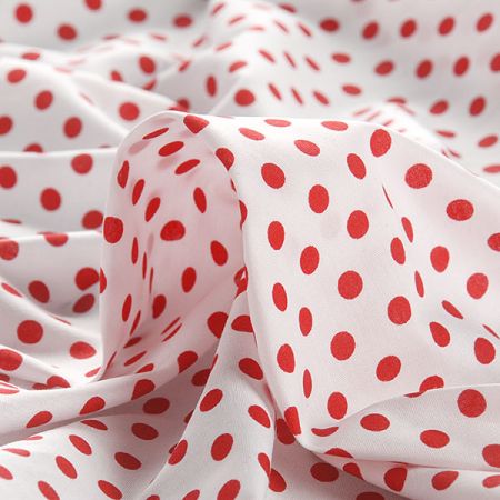 Bavlněné plátno červený puntík bílý podklad