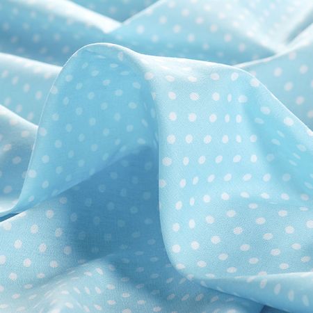 Bavlněné plátno bílý puntík sv.modrý podklad II.jakost