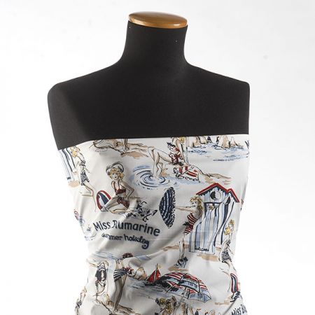 Bavlněná košilová látka motiv život na pláži