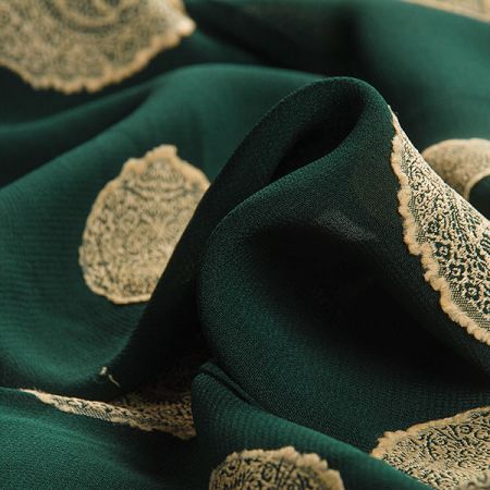 Šifon viskoza směs ornament zelený
