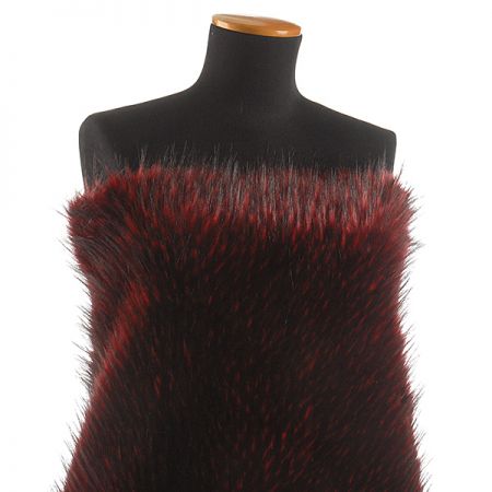 Imitace kožešiny dlouhý vlas vínová/černá