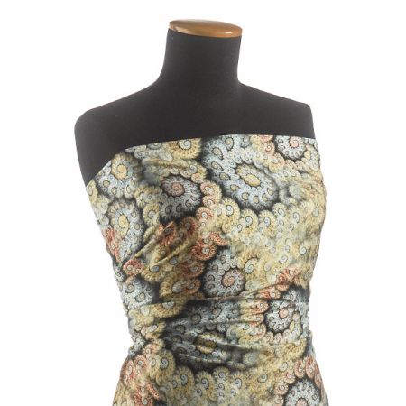 Viskozová šatová látka tisk abstraktní vzor spirál