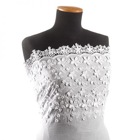 Krajka madeira bordura plastické květy/krajka bílá