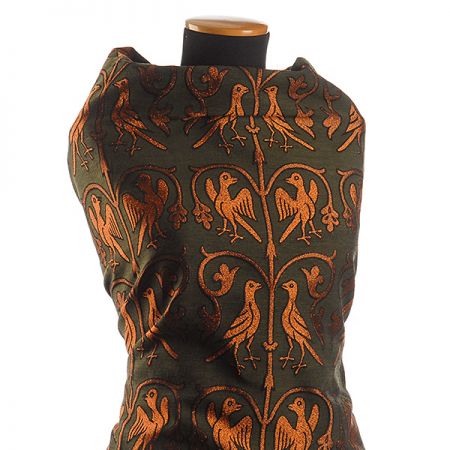 Replika historické látky Arras rezavý/tm. zelený