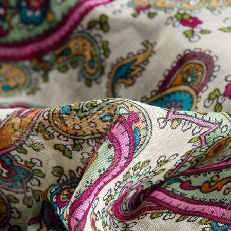 Etamín bavlna kašmírový paisley vzor béžová