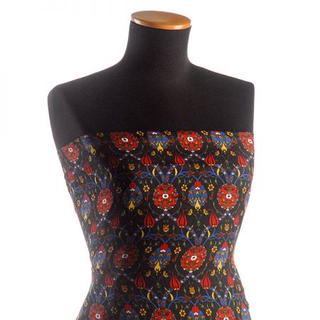 Etamín bavlna květy černý