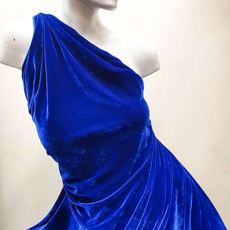 Samet pružný velvet lesk berlínská modrá