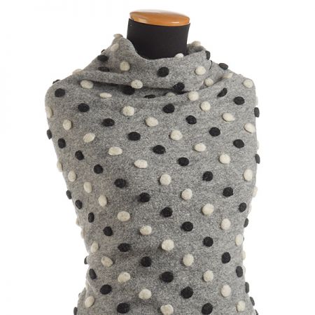 Art textil vařená vlna vzor puntíků černá/bílá