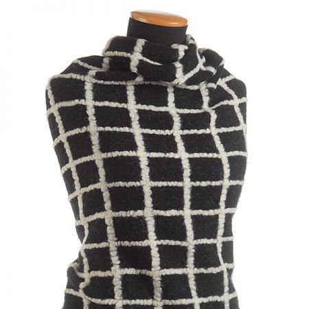 Vařená vlna Art Fabrics vzor čtverečky bílá/černá