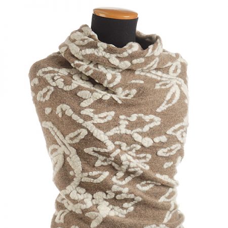 Vařená vlna Art Fabrics slon. kost/hnědá