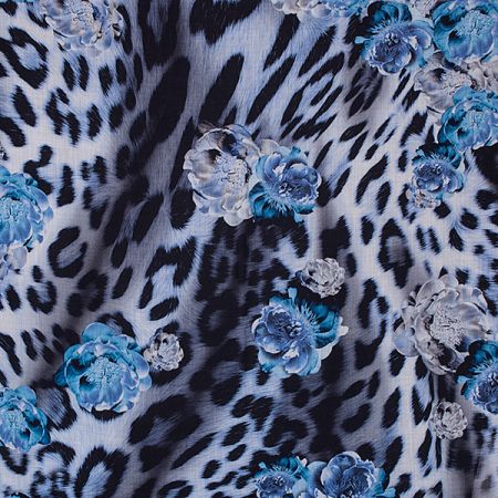 Látka vlna merino/angora modrý květ