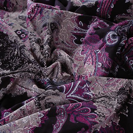 Pružný manšestr kašmírový vzor