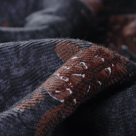 Košilová látka motiv květů modrá/hnědá