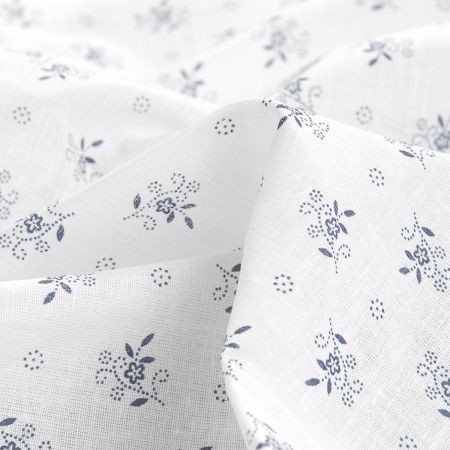 Bavlněná látka modrotisk drobné kytičky modrá/bílá