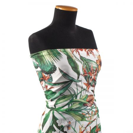 Žoržetová pletenina design MarLen  tisk tropico