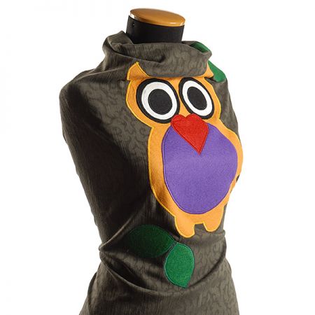 Kreativní textilní aplikace sovy oranžová/černá