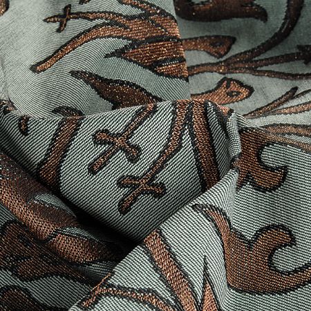 Replika historické tkaniny Arras pistáciová/zlatohnědá