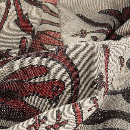 Replika historické tkaniny Arras vínová/šedobéžová