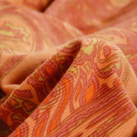 Manšestr prací kord paisley ornament hnědý