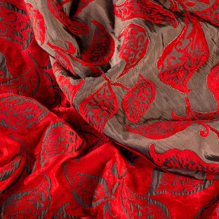 Žakárová látka obojstranná motív listy