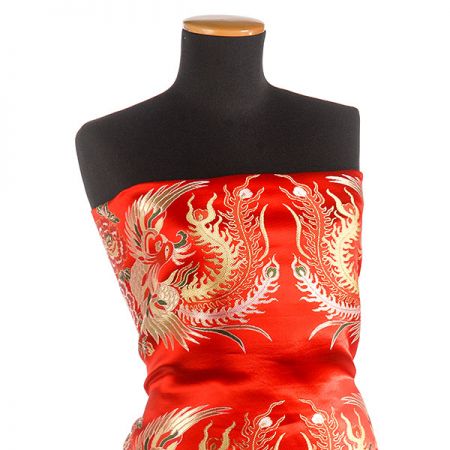 Brokát orientální motiv fénixe