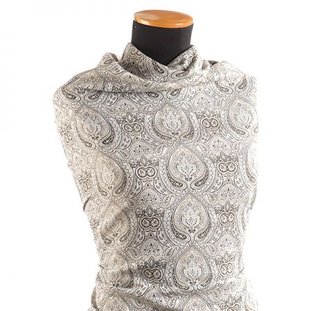 Žakárová látka kašmírový paisley vzor khaki zelená