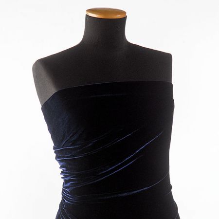 Samet pružný velur navy blue