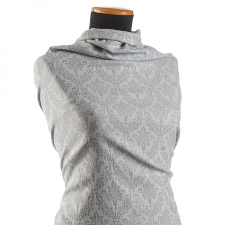 Žakárová látka ornament pastel šedá