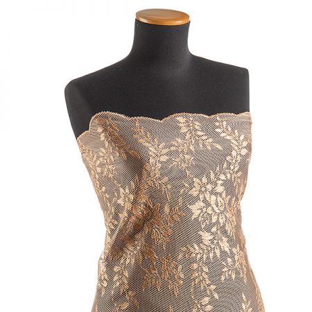 Krajka síť květinový vzor zlatá